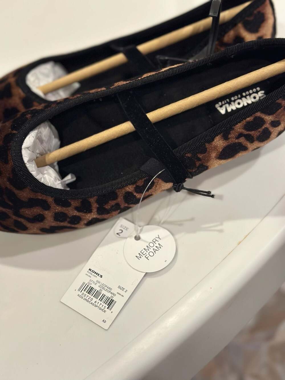 Sonoma Goods For Life Girls Izzie Leopard Ballet Flat Shoes with Memory Foam - Picture 6 of 6